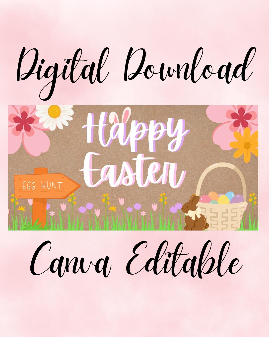 Happy Easter Banner Template Digital Download, Canva Editable - Etsy