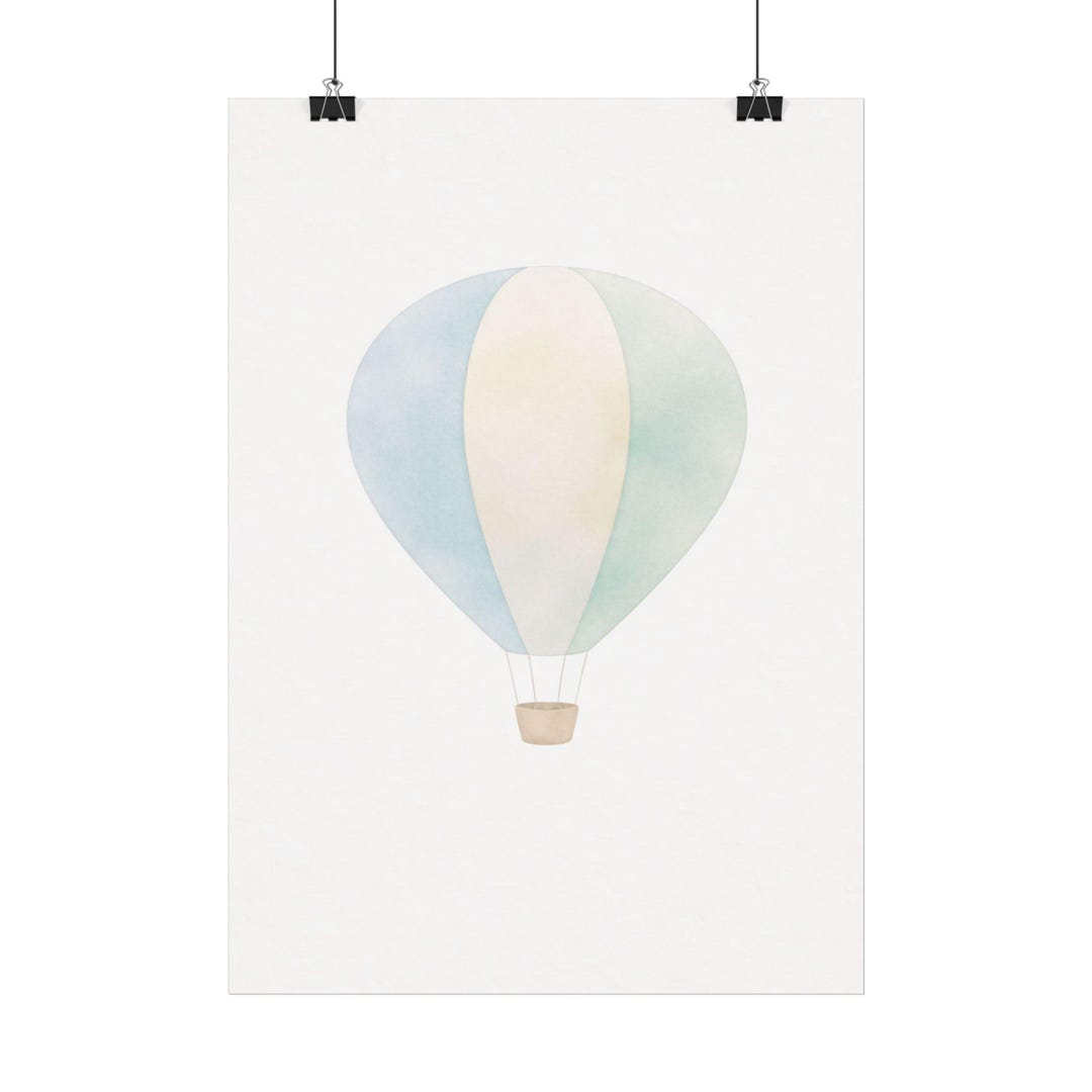 Watercolor Hot Air Balloon Poster | Nursery Wall Art, Pastel Sky Print ...