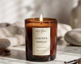 Candela di soia profumata all'ambra / Confezione regalo personalizzata con foto Polaroid / Regalo per lei / Fatta a mano