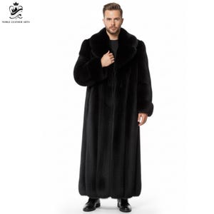 Männer Pelz Langer Mantel | Winter Streetwear Oberbekleidung | Edgy Biker Punk Stil | Festival & Nightlife Outfit | Statement-Schicht