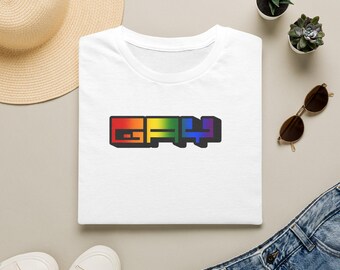 Camiseta Rainbow Pixel "GAY" / Ropa de apoyo para el Mes del Orgullo LGBTQ+