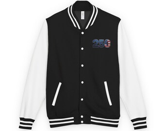 Chaqueta universitaria "250 años de Estados Unidos 2026" / Diseño patriótico de la bandera de EE. UU.