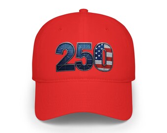 Gorra de béisbol con logo 250 / Bordado de mezclilla y número con la bandera estadounidense