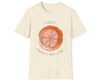 Camiseta "Mamá Brújula para la Vida" / Ilustración de brújula, letra manuscrita