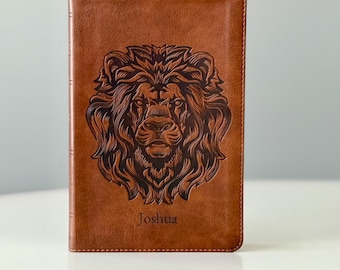 Personalized ESV Bible for Men with Name Engraved Lion Bible Christian Gift for Him Baptism Confirmation Gift Mens Bible Gift Fathers Day