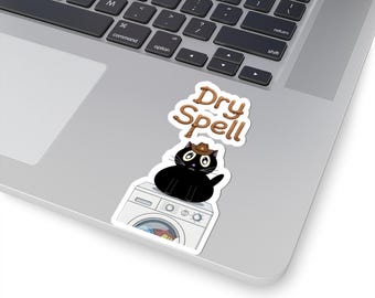 Dry Spell Cat On Washer Sticker | kiss-cut vinyl laptop decal