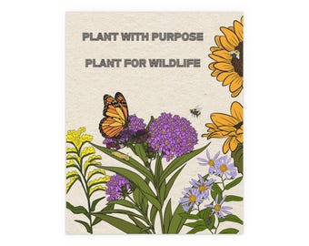 Plant with Purpose botanical wildlife poster | Silk Poster - cream