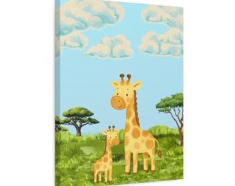 Giraffe Mom and Baby Matte Canvas | Stretched 1.25"