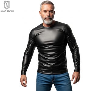 Men Leather Undershirt | Sleek Minimalist Base Layer | Clubwear Night Out Style | Urban Street Fashion | Gift for Him