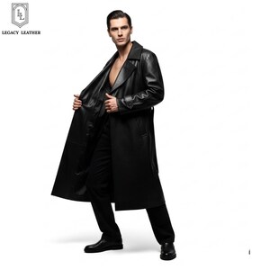 Men Gothic Leather Vampire Coat | Dark Aristocrat Style | Halloween Cosplay Outfit | Dramatic Night Out Fashion | Gift for Him