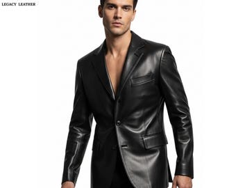 Blazer de cuero para hombre / Moda ciber gótica futurista / Atuendo para festivales underground / Ropa urbana atrevida para fiestas / Regalo para él