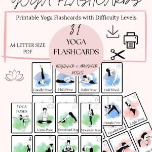 YOGA Karteikarten farblich nach Schwierigkeitsgrad geteilt - Übungen für Achtsamkeit, Gleichgewichtssinn und Körperhaltung.