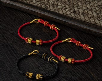 Handmade Red String Bracelet for Luck and Protection, Adjustable Minimalist Knot Jewelry, Lucky Bead Cord Bracelet for Men Women Kids