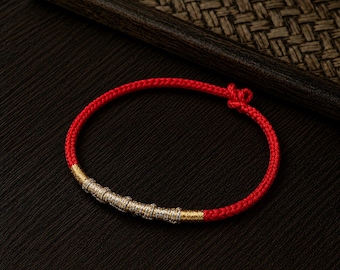 Handmade Red String Bracelet Dragon Knot Luck Jewelry, Braided Protection Amulet for Career Success, Wealth Prosperity Gift, Adjustable Cord
