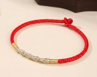 Pulsera hecha a mano de hilo rojo con nudo de dragón, joyería de la suerte, amuleto de protección trenzado para el éxito profesional, regalo de prosperidad y riqueza, cordón ajustable.