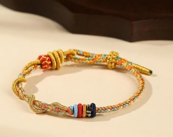 Pulsera artesanal del Año de la Serpiente, pulsera de hilo rojo de la suerte, amuleto, regalo del zodiaco chino, adecuada tanto para hombres como para mujeres.