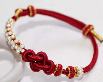 Pulsera protectora hecha a mano con cordón rojo, pulsera ajustable con nudos budistas de la suerte, joyería para personas libres, delicado regalo espiritual para hombres y mujeres.