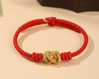 Pulsera protectora hecha a mano con cordón rojo, pulsera ajustable con nudos budistas de la suerte, joyería para personas libres, delicado regalo espiritual para hombres y mujeres.