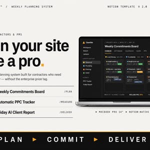 Notion Template for Contractors | Construction Project Management | Weekly Planner & Subcontractor Tracker | Digital Download