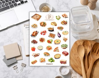 Foglio di adesivi per cene per agende e diari / Adesivi per la pianificazione alimentare, per conservare i ricordi e per lo scrapbooking