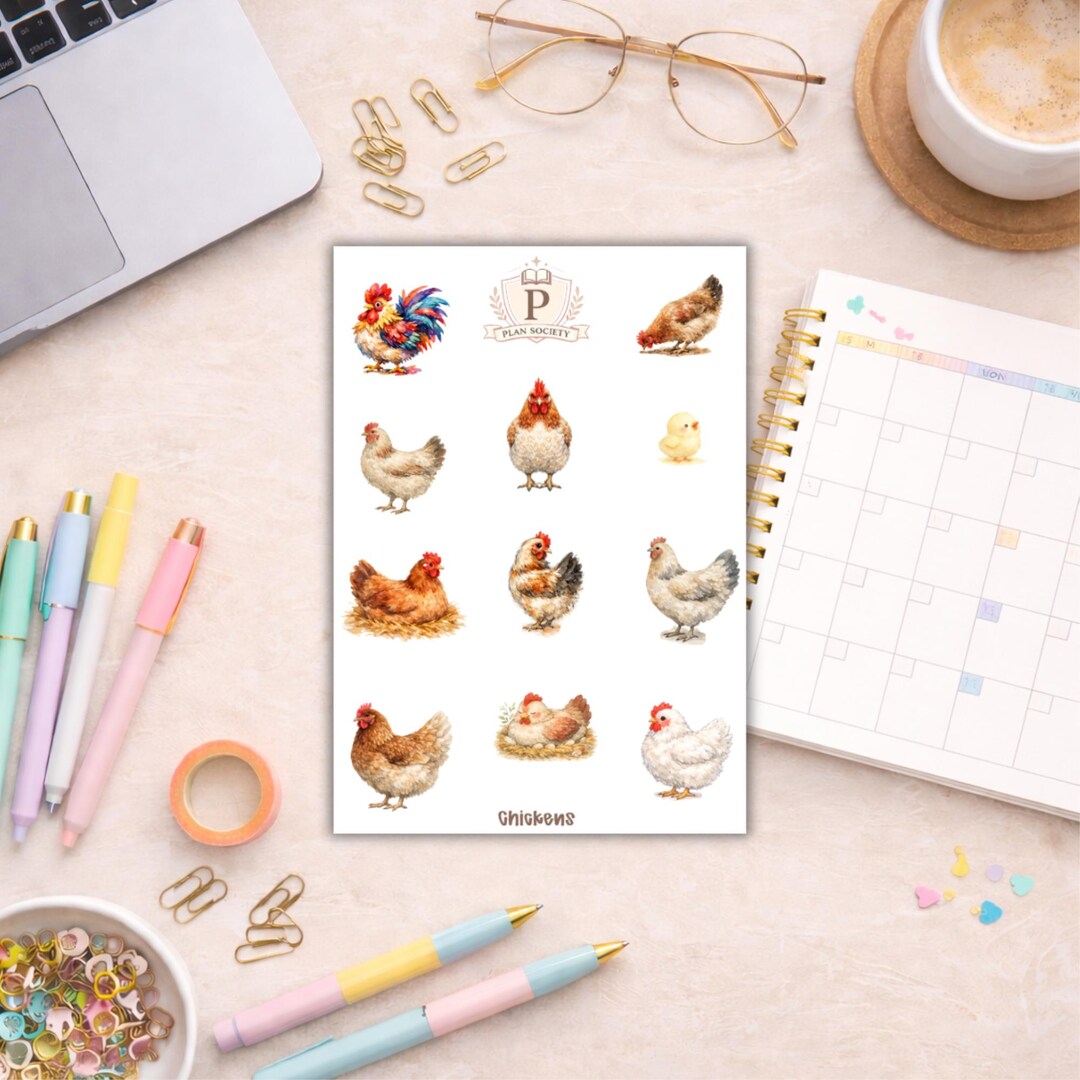 Chickens Sticker Sheet for Planners & Journals | Spring Planner ...
