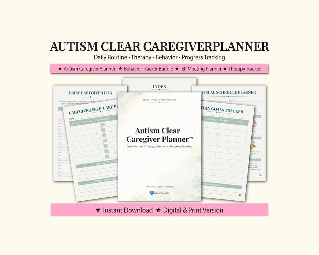 Autism Caregiver Planner Digital & Printable | Special Needs Planner ...