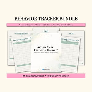 Autismus Verhalten Tracker Planer | Pflegeplaner Pflegetipps | ABC Datenlog | IEP Planer | Digitales & druckbares PDF | Therapietracker