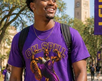 Que Fraternity Shirt Oil Spill T-Shirt Purple Tee HBCU Party Tee Black Greek Letter Fraternity