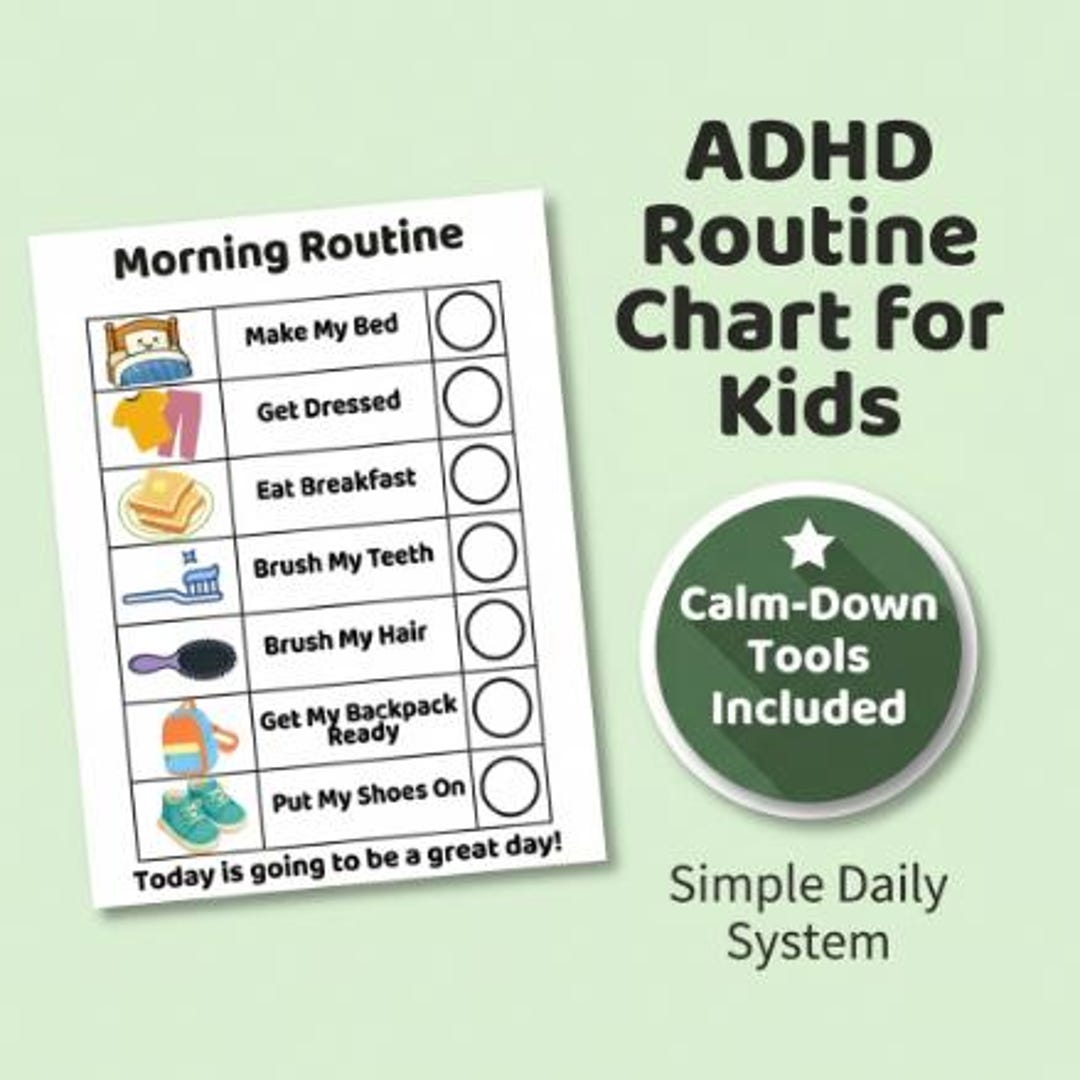 Adhd Routine Tools ADHD Routine Chart for Kids Daily Routine Printable | Morning, After ...