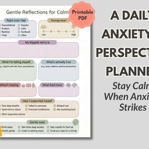 Daily Anxiety & Perspective Planner | Calm Your Mind and Refocus | Overthinking Reset Worksheet | Mental Clarity Printable