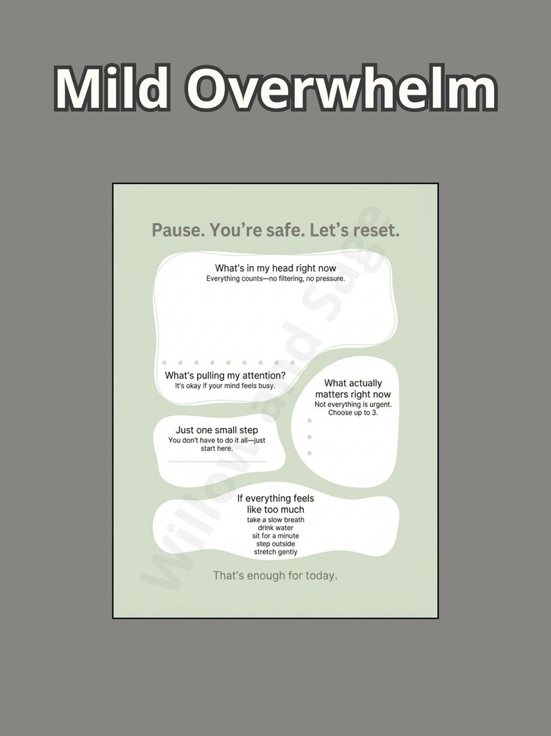 ADHD Planner Printable, Anxiety Reset Worksheet, Sensory Friendly Daily ...