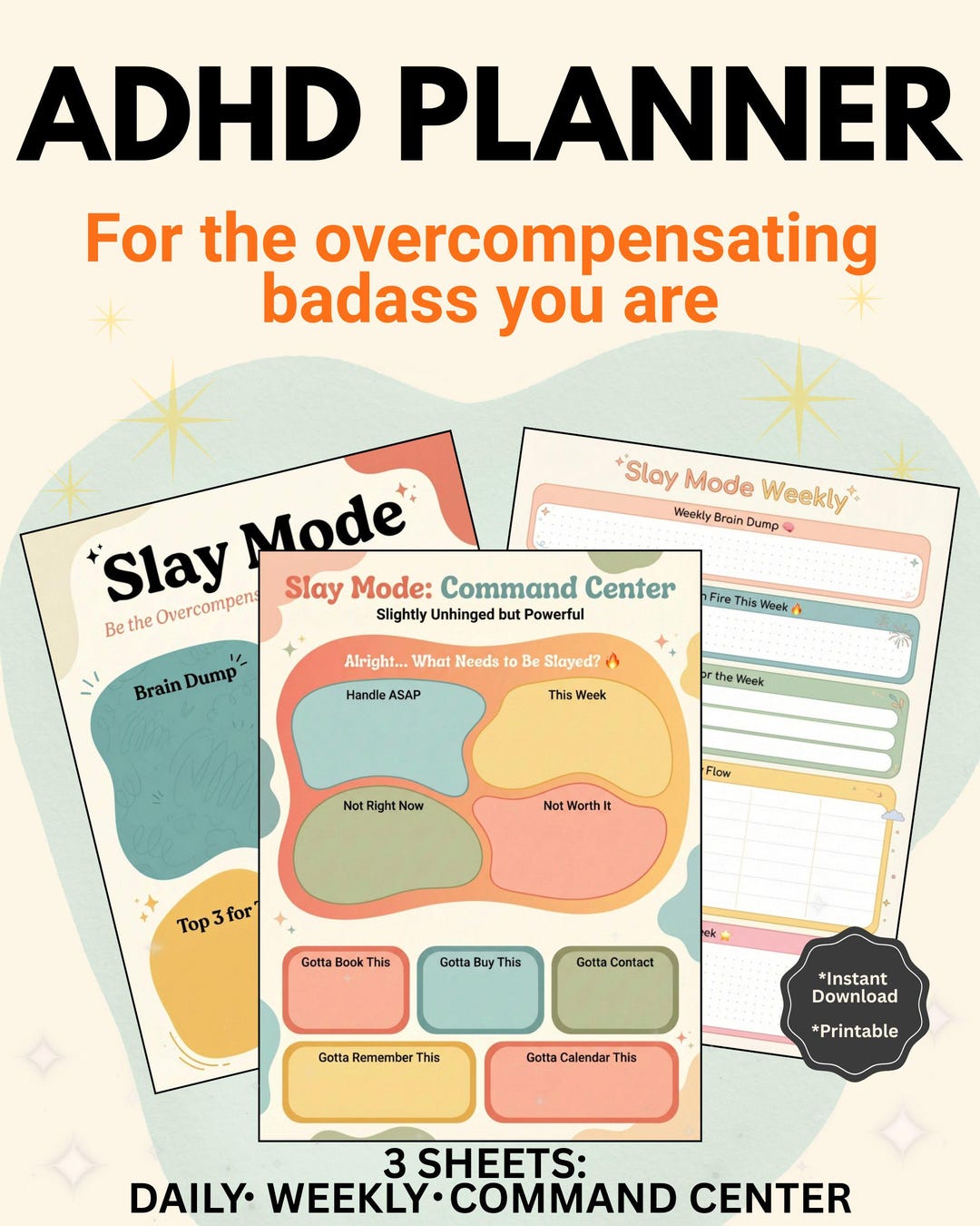 ADHD Planner Printable, ADHD Daily Weekly Planner, Executive Function ...