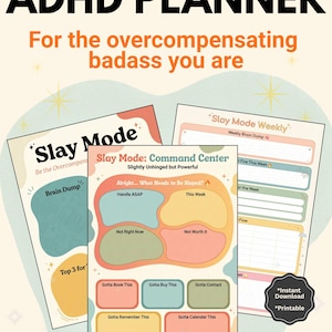 Agenda stampabile per ADHD, agenda giornaliera e settimanale per ADHD, agenda per le funzioni esecutive, agenda per la produttività in PDF, agenda per il centro di comando