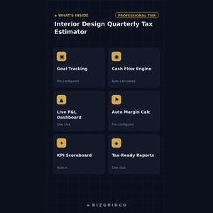 Quarterly Tax Estimator for Interior Designers | Self-Employment Tax Tracker with Project Fees and Trade Markups