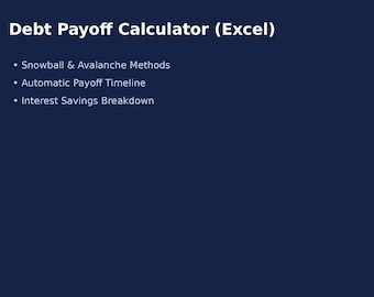Calculadora de pago de deudas en Excel / Rastreador de Snowball y Avalanche, Hoja de cálculo de tarjetas de crédito y préstamos