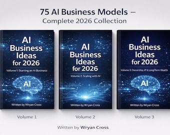 75 ideas de negocio de IA para 2026 / Paquete de 3 libros electrónicos (conjunto de libros digitales)