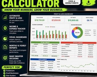 Gewinn- und Verlustrechnung für Kleinunternehmen, Excel-Finanzübersicht (Digitaler Download)