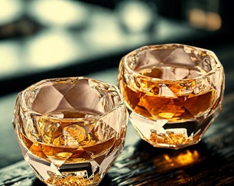 Diamond Faceted Crystal Shot Glass – 50ml Whiskey Espresso Tasting