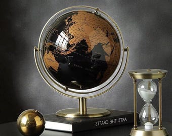 Retro World Globe Desktop Decor, Educational Geography Map Learning Globe