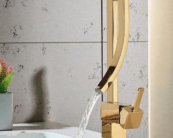 Gold Bathroom Basin Faucet Chrome Black Hot&Cold Mixer Taps Deck Mounted Faucets.