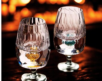Gold Foil Crystal Whiskey Shot Glass, Luxury Tasting Barware
