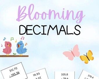4th Grade Decimal Math Riddle Activity | Adding & Subtracting Decimals Worksheet | Spring Math Centers | Printable No Prep Homeschool Math