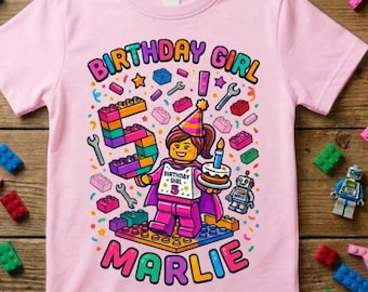 Benutzerdefinierte LEGO Baumeister Geburtstagskind Shirt, personalisierte Roblox Block Geburtstagskind T-Shirt