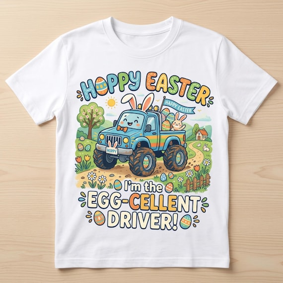 Egg-cellent Truck Driver: Hoppy Easter Toddler Graphic T-shirt