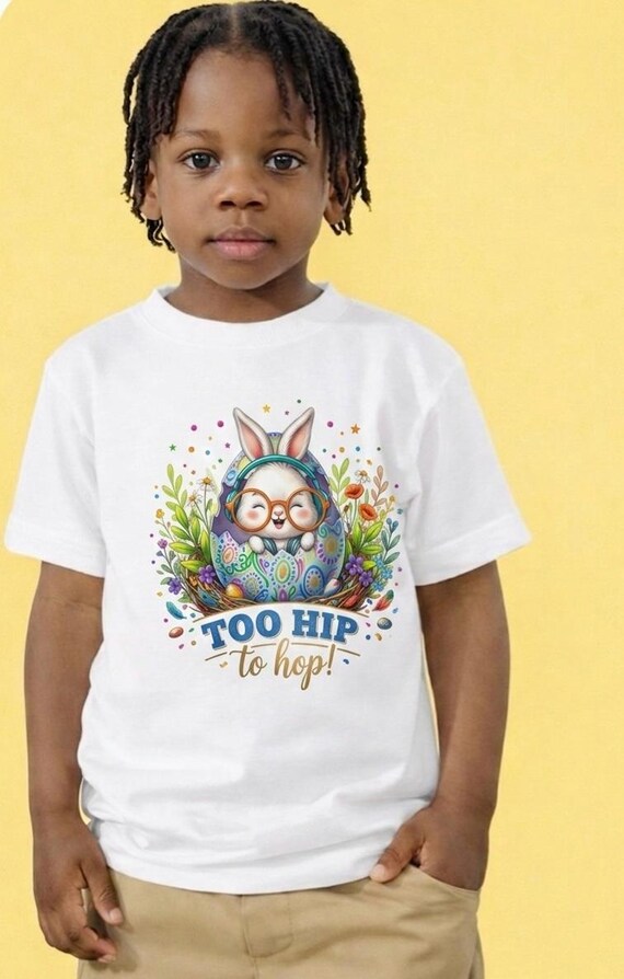 Toddler Too Hip to hop Easter Bunny Short Sleeve Tee