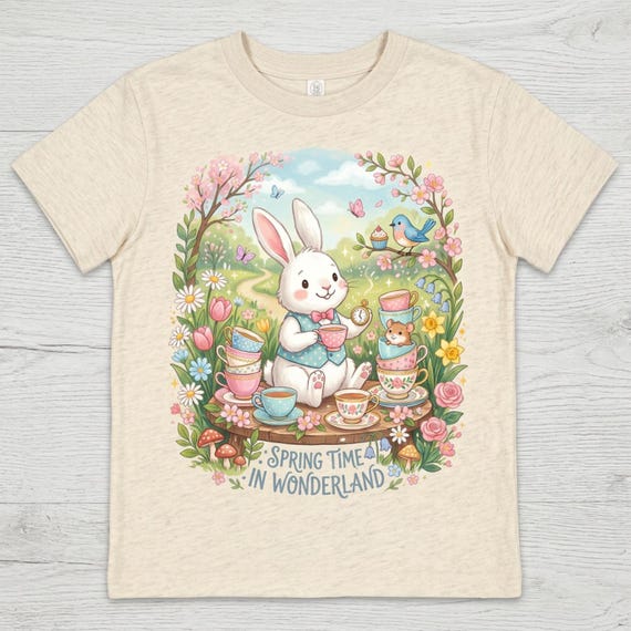 SpringTime In Wonderland l Floral Bunny Kids Graphic T-shirt