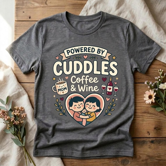 Powered By Cuddles, Coffee & Wine Women Mom T-shirt
