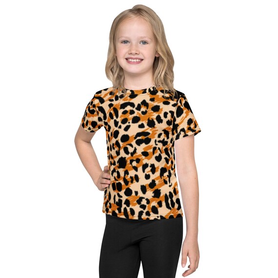 Kids Cheetah Print crew neck t-shirt