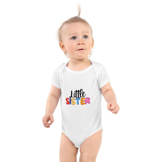 Little Sister Bodysuit: Soft Cotton Baby Onesie, Easy Diaper Change Snap Closure