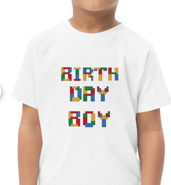 Toddler Birthday boy blocks jersey t-shirt